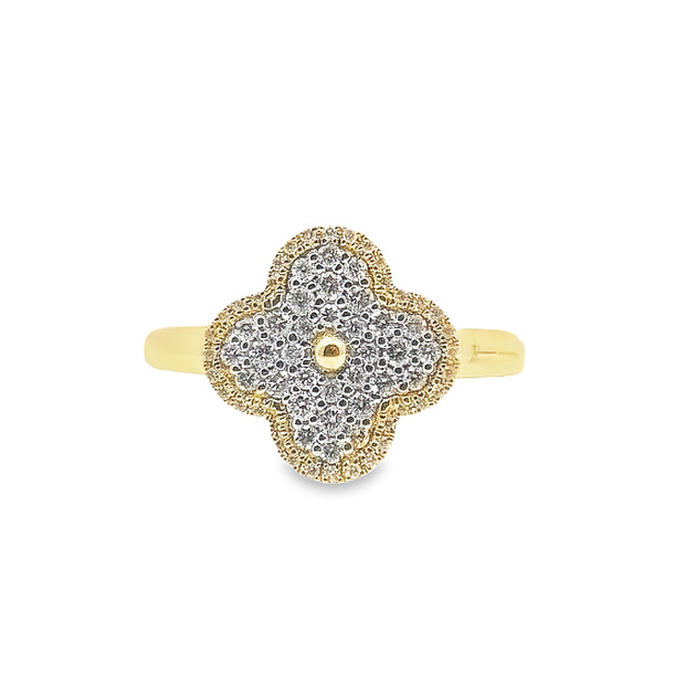 Yellow Gold Diamond Clover Fashion Ring