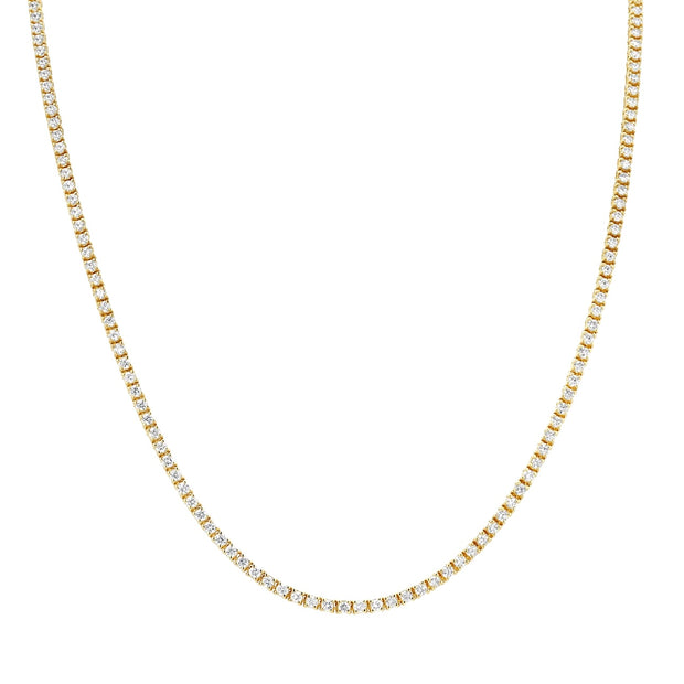 Yellow Gold Diamond 18" Tennis Necklace