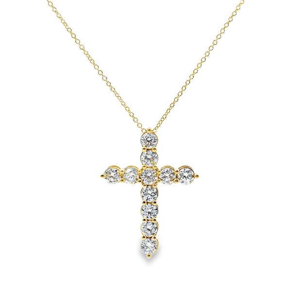 Lab Grown Yellow Gold Diamond Cross Pendant