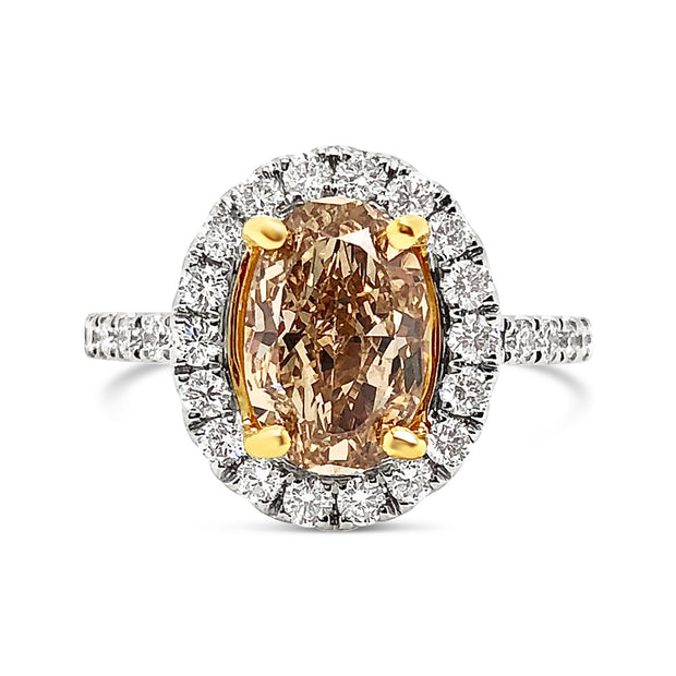 White/Yellow Gold Fancy Color Diamond Halo Ring