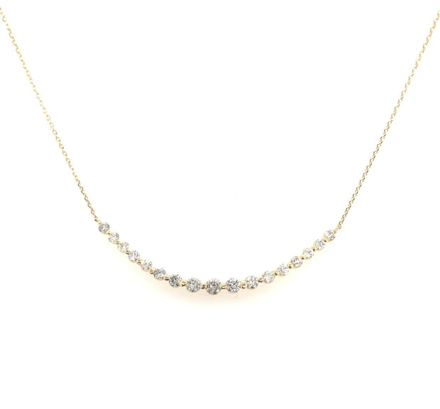 Yellow Gold Diamond Curved Bar Necklace