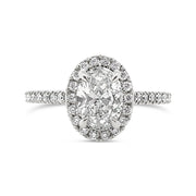 Platinum Oval Shape Diamond Halo Engagement Ring