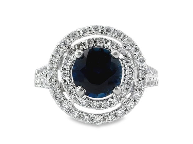 White Gold Sapphire & Diamond Ring