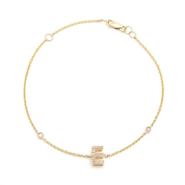 Yellow Gold Diamond Initial Bracelet