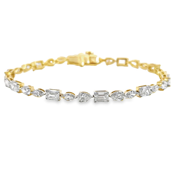 Lab Grown Yellow Gold Multi-Shape Diamond Fashion Bracelet