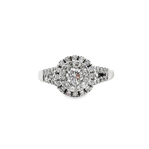 White Gold Diamond Halo Fashion Ring