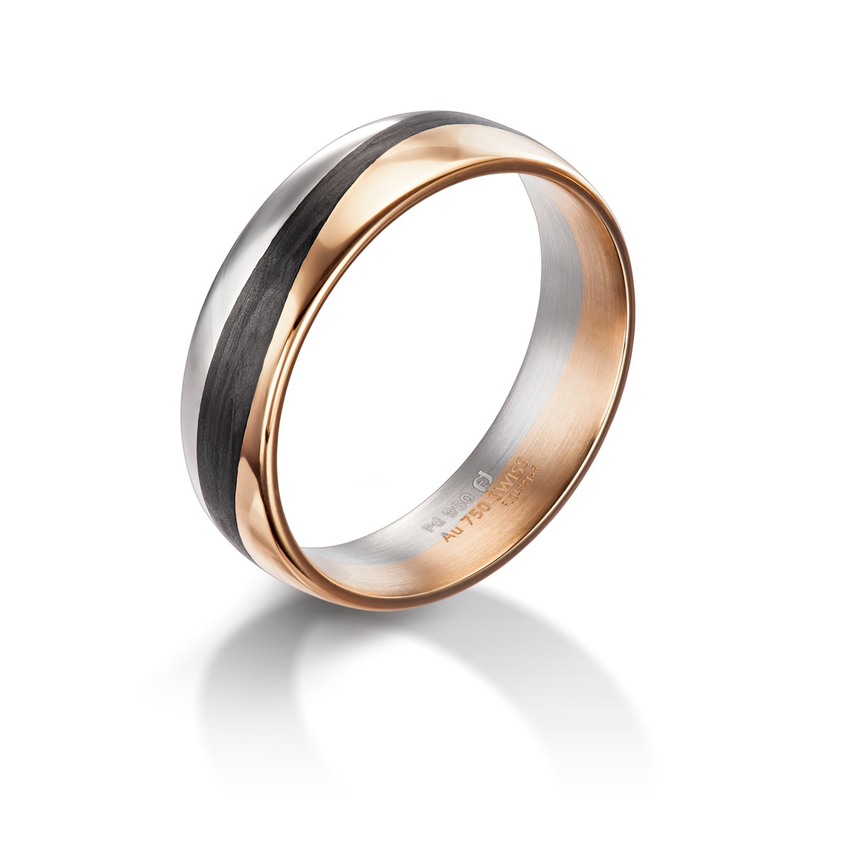 Furrer Jacot Palladium/Rose Gold/Carbon Fiber Men's Wedding Band