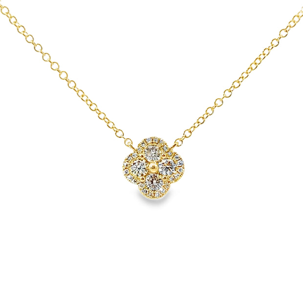 Yellow Gold Clover Shape Diamond Fashion Necklace
