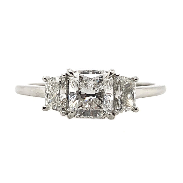 Forevermark Platinum Cushion Cut Diamond Three Stone Engagement Ring