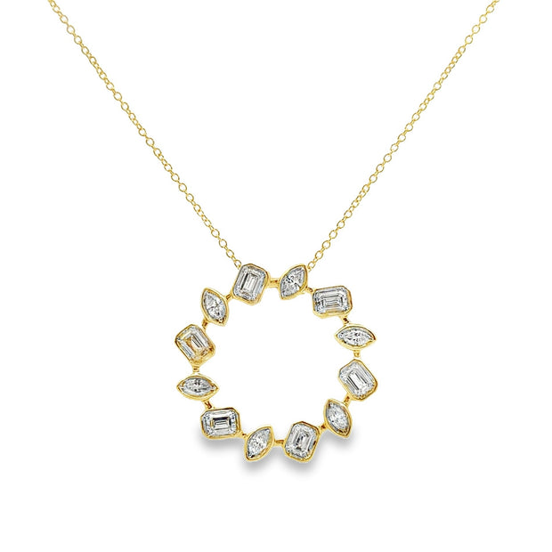 Yellow Gold Diamond CIrcle Pendant