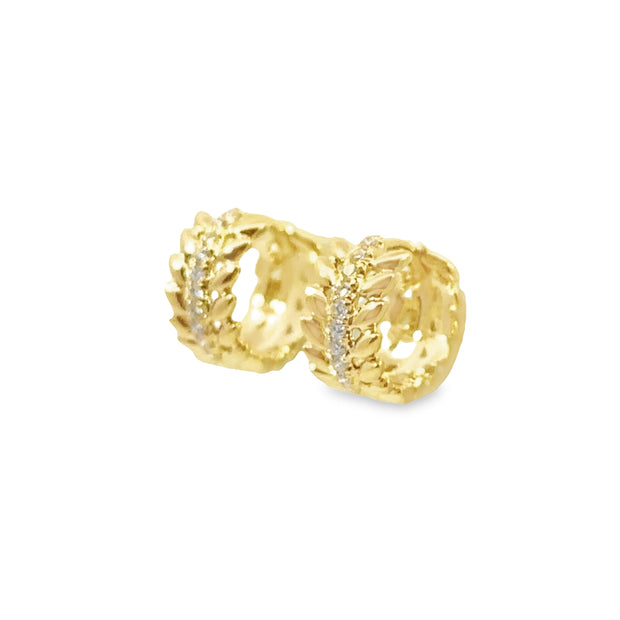 Shy Creation Yellow Gold Diamond Huggie Earrings