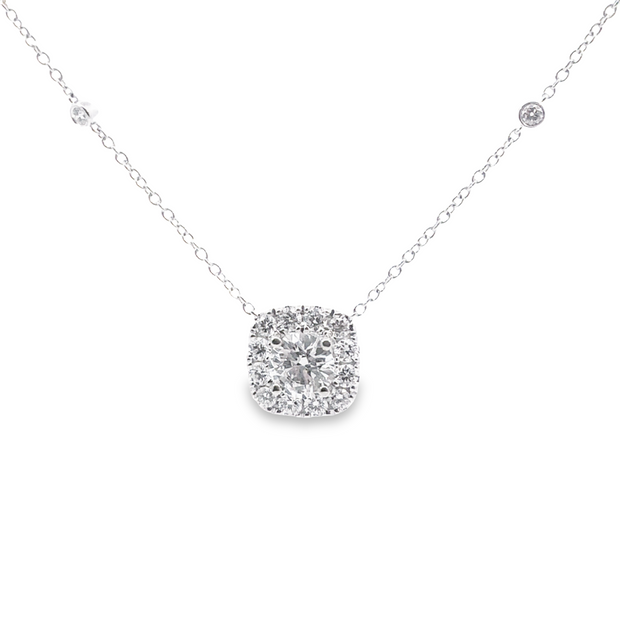 Lab Grown White Gold Diamond Halo Pendant