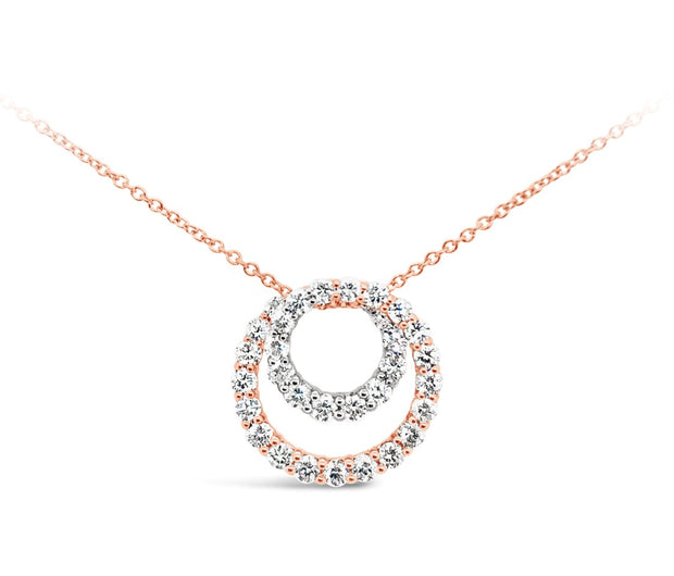 Rose/White Gold Double Circle Necklace