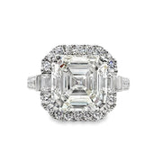 Lab Grown Platinum Asscher Cut Diamond Halo Engagement Ring