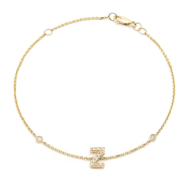 Yellow Gold Diamond Initial Bracelet