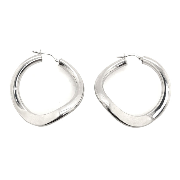 White Gold Fashion Hoop Earrings