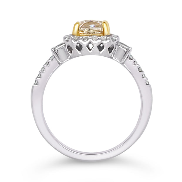 White/Yellow Gold Fancy Yellow Diamond Halo Ring