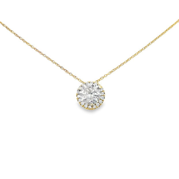 Yellow Gold Diamond Halo Pendant