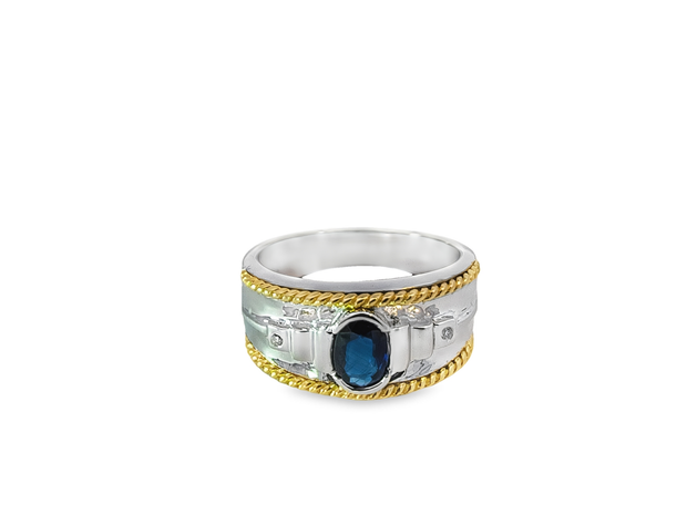 White/Yellow Gold Sapphire & Diamond Fashion Ring