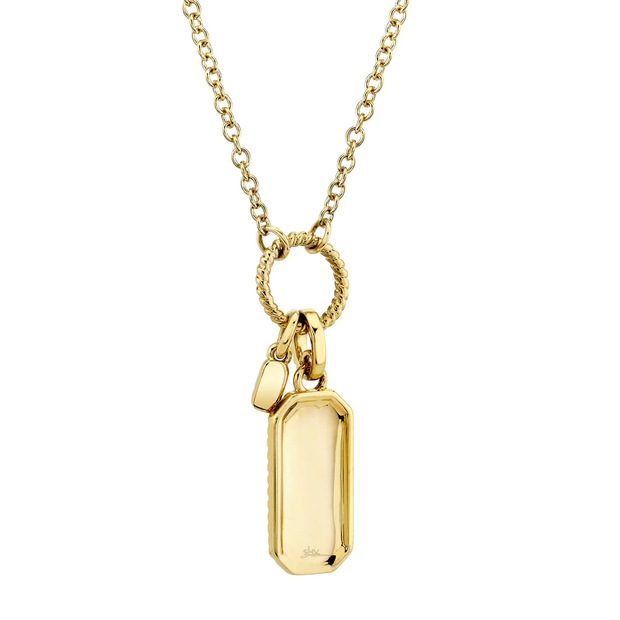 Shy Creation Yellow Gold Diamond Dog Tag Necklace
