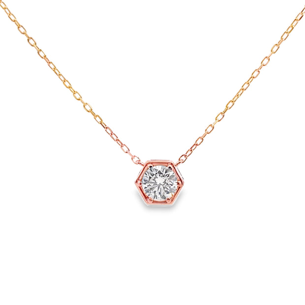 Lab Grown Rose Gold Diamond Solitaire Necklace