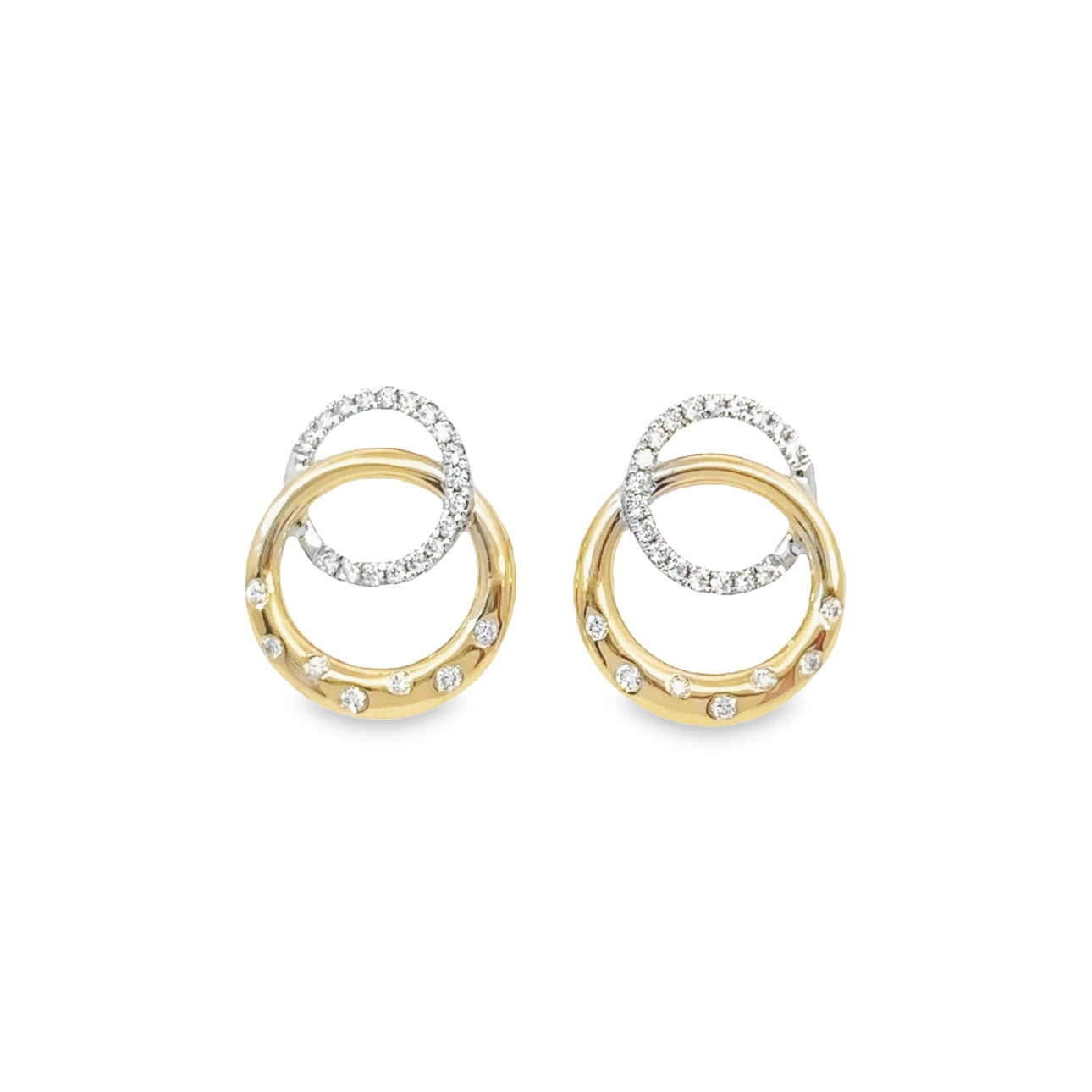 Shy Creation White/Yellow Gold Diamond Fashion Earrings