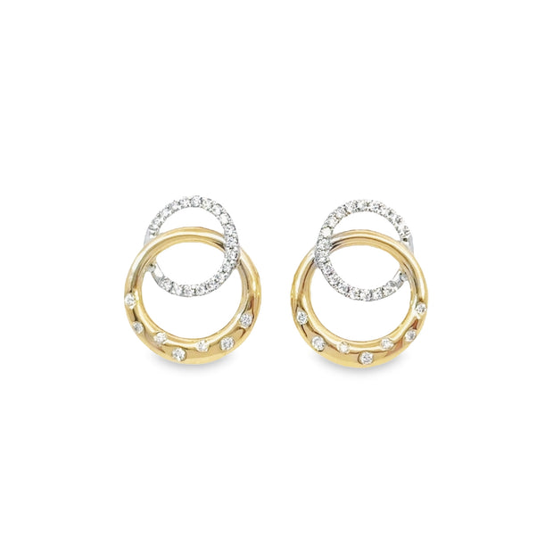 Shy Creation White/Yellow Gold Diamond Fashion Earrings