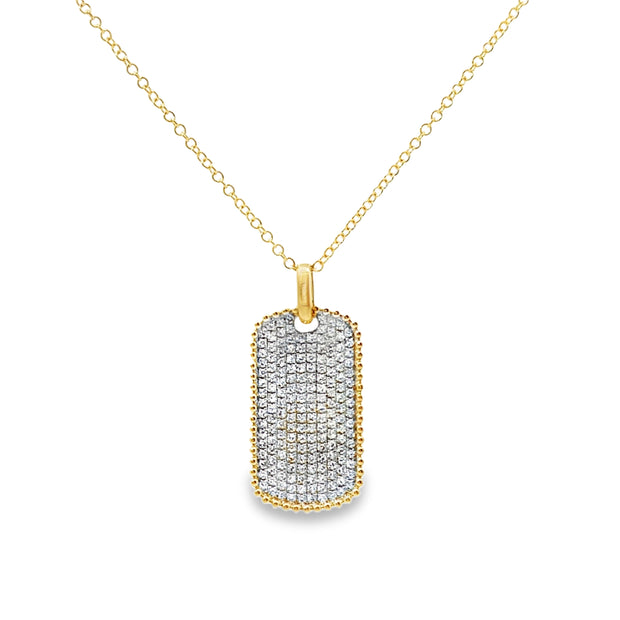Yellow Gold Diamond Dog Tag Pendant