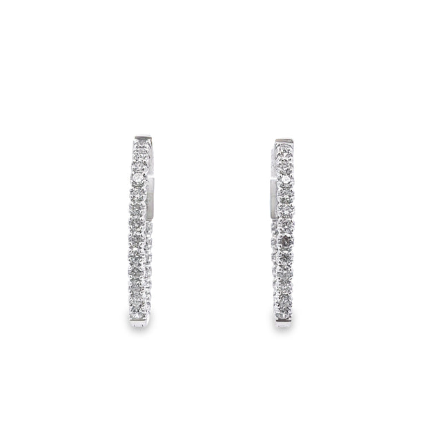 White Gold Inside Outside Diamond Hoop Earrings