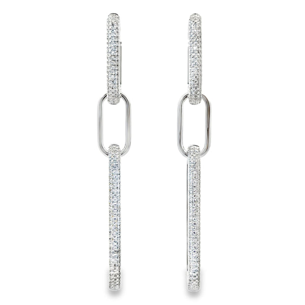White Gold Pave Diamond Dangle Earrings