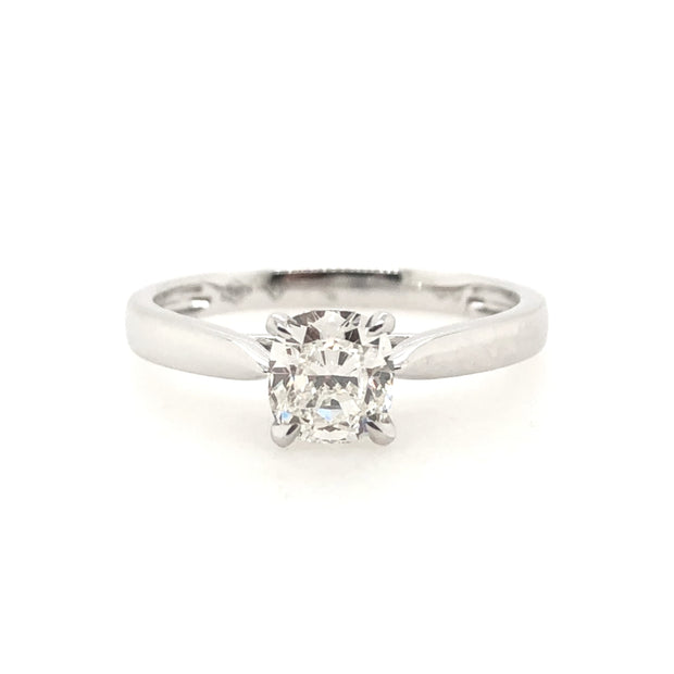 Forevermark White Gold Cushion Cut Diamond Solitaire Engagement Ring