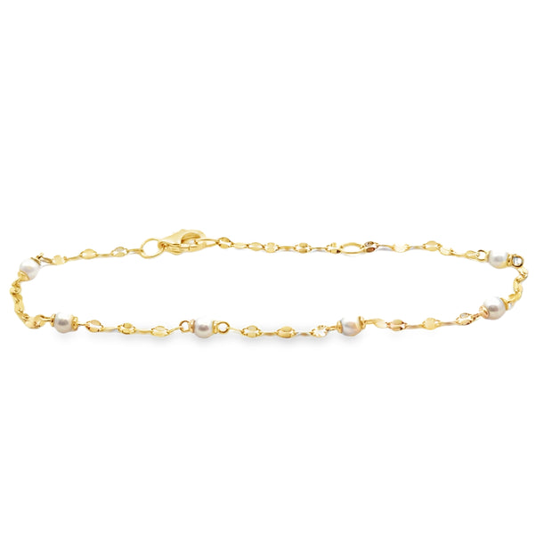 Shy Creation Yellow Gold Pearl Bracelet