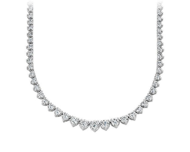 Lab Grown 10.00 Cttw. White Gold Graduated Diamond Riviera Necklace