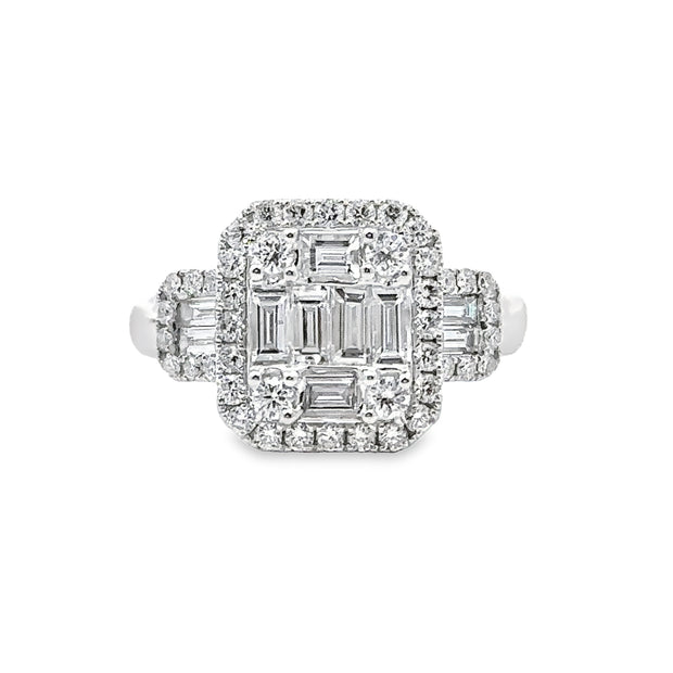 White Gold Diamond Halo Fashion Ring