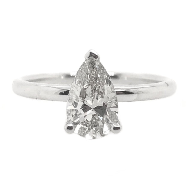 Lab Grown White Gold Pear Diamond Halo Engagement Ring