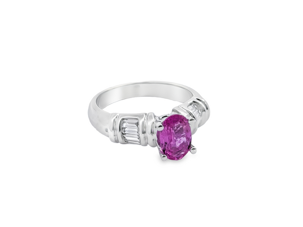 White Gold Pink Sapphire & Diamond Ring