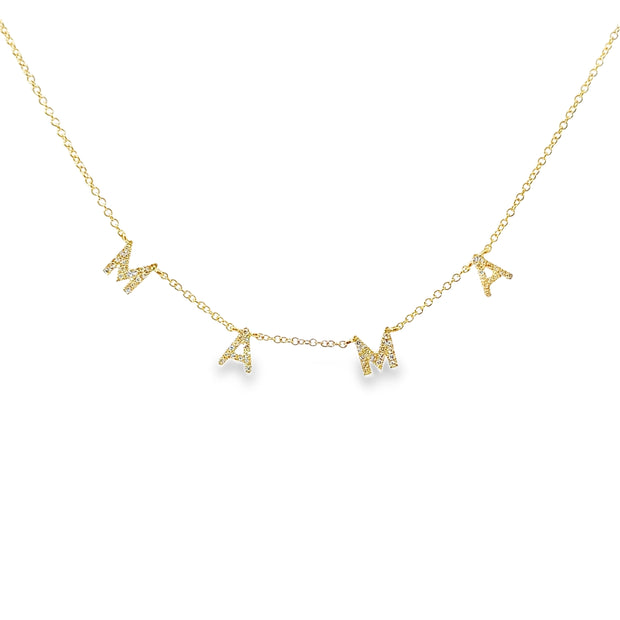 Yellow Gold Diamond "MAMA" Fashion Necklace