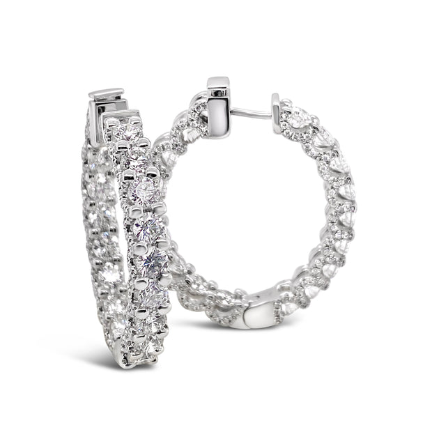 White Gold Inside Outside Diamond Hoop Earrings