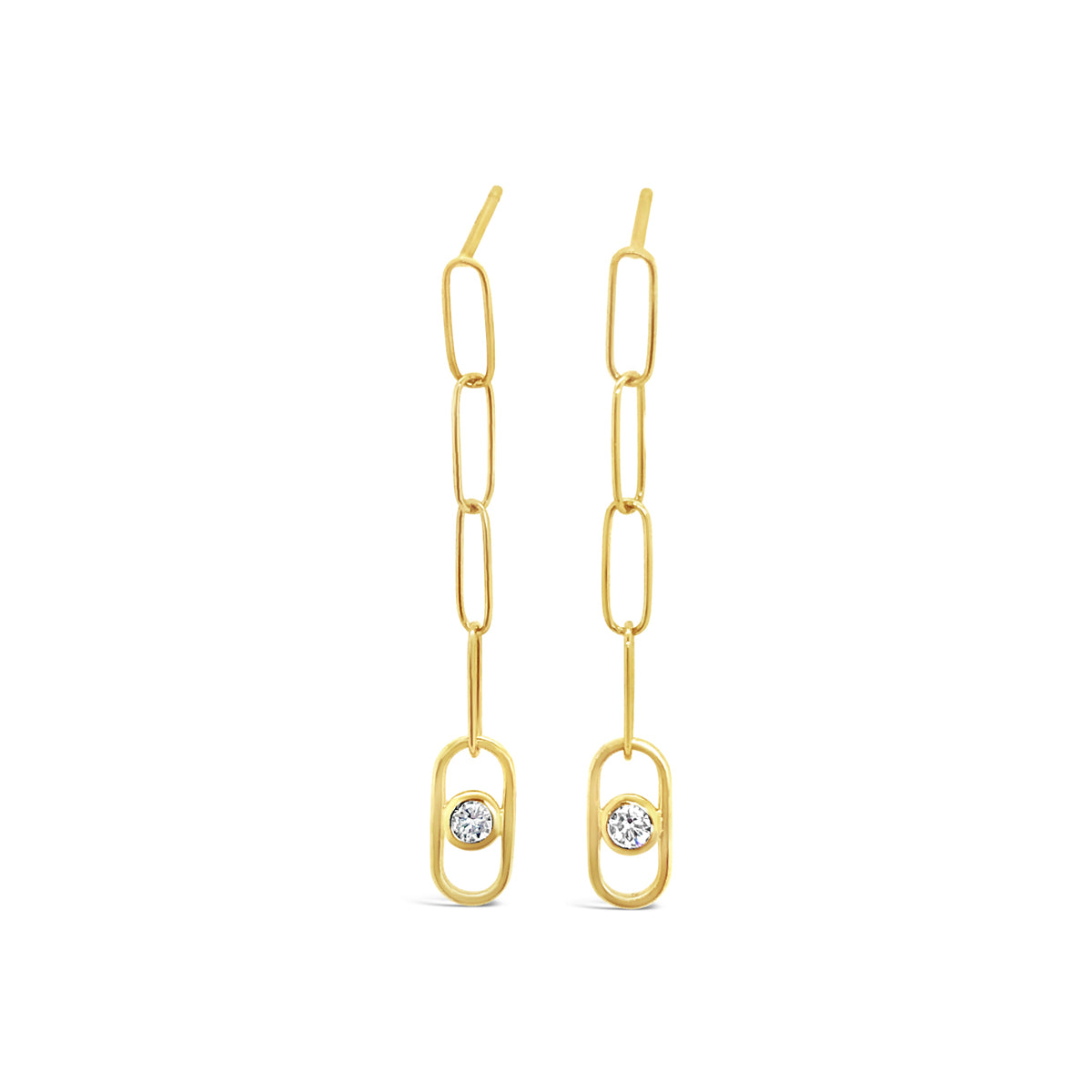 Yellow Gold Diamond Fashion Dangle Link Earrings