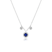 Meira T White Gold Sapphire and Diamond Fashion Halo Necklace