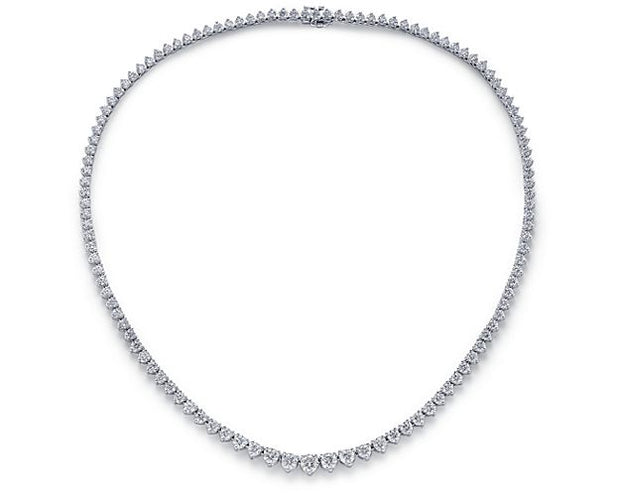 Lab Grown 10.00 Cttw. White Gold Graduated Diamond Riviera Necklace