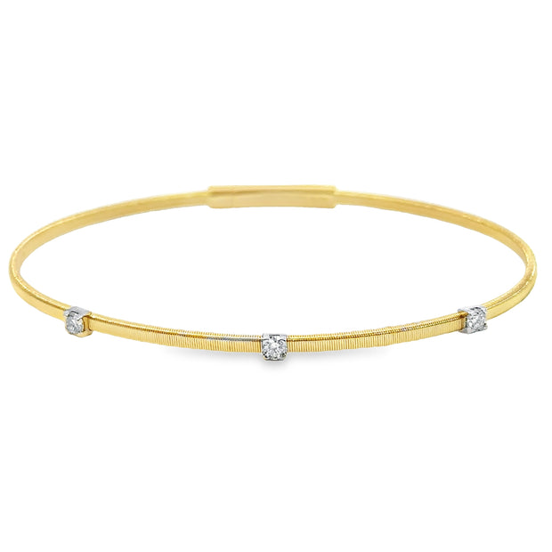 Yellow and White Gold Diamond Bangle Bracelet