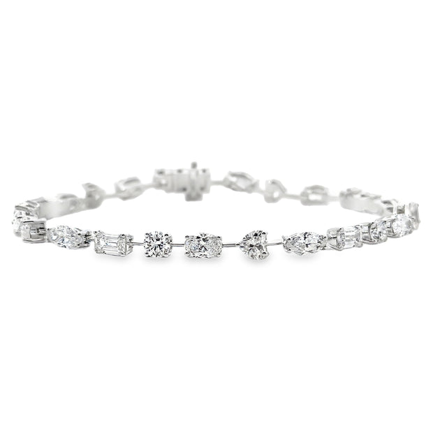 Lab Grown White Gold Multi-Shape Diamond Fashion Bracelet