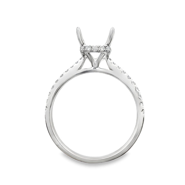 White Gold Hidden Halo Diamond Engagement Ring