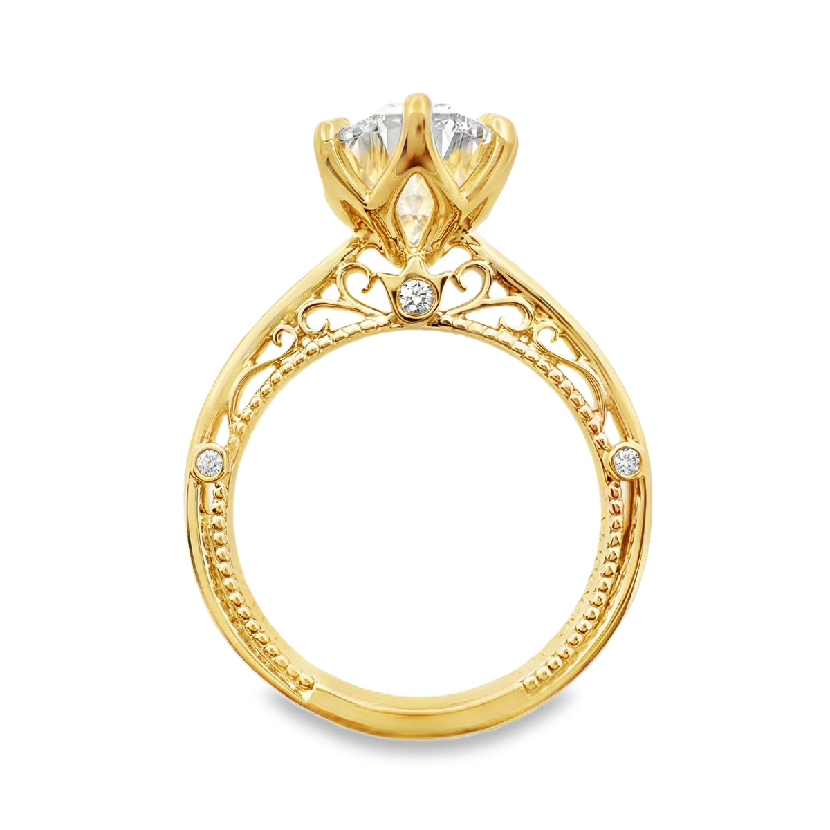 Lab Grown Yellow Gold Oval Shape Solitaire Diamond Verragio Engagement Ring