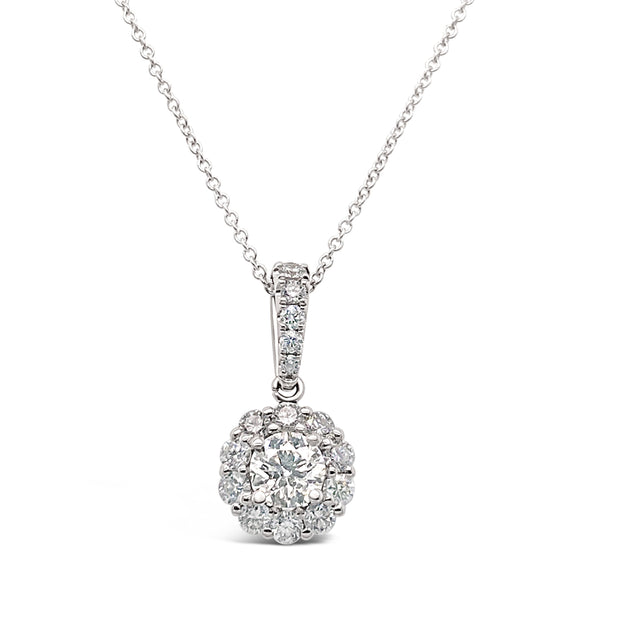 White Gold Diamond Halo Pendant