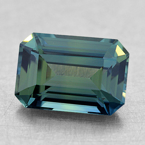 Loose Medium Greenish/Grayish-Blue Emerald Cut Sapphire