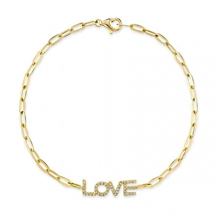Shy Creation Yellow Gold Diamond "Love" Fashion Bracelet