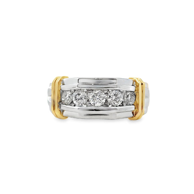 White and Yellow Gold Men's Diamond Band