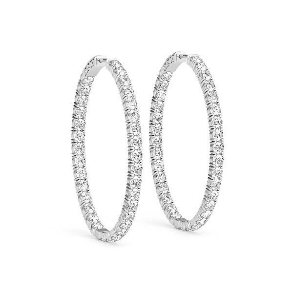 Forevermark White Gold Inside Outside Diamond Hoop Earrings